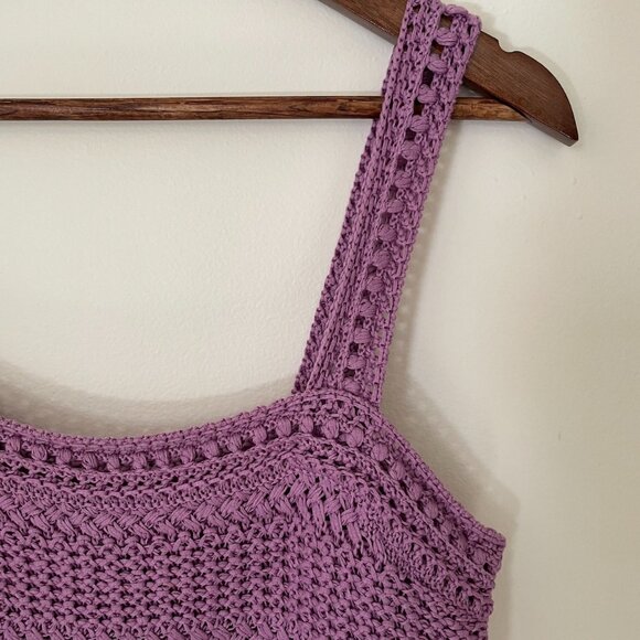 Purple Vince Square-Neck Cotton Crochet Cami, Size Small, Excellent Condition - Picture 3 of 6